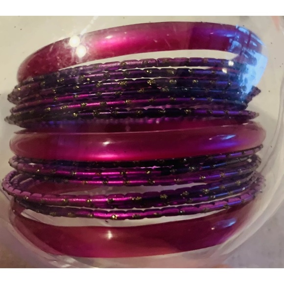 Clear Ball Ornaments 15 Piece Bangle Bracelets Blue Purple Black Lot 3 Sparkle - Picture 6 of 10
